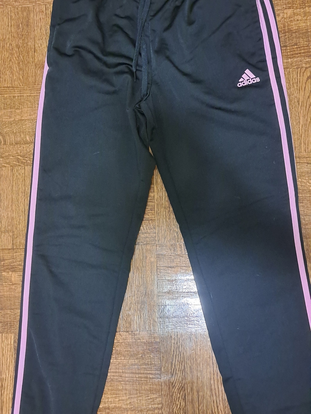 adidas womens Black Joggers with Pink Side Stripes